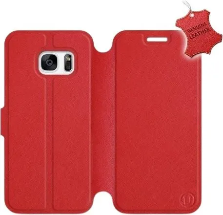 Kryt na mobil Flip puzdro na mobil Samsung Galaxy S7 - Červené - kožené - Red Leather
