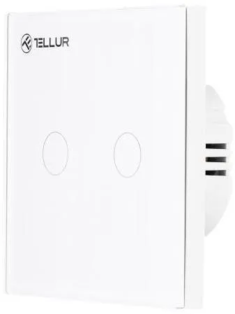 Spínač Tellur WiFi Smart Spínač, 2 porty, 1800 W, 10 A., biely