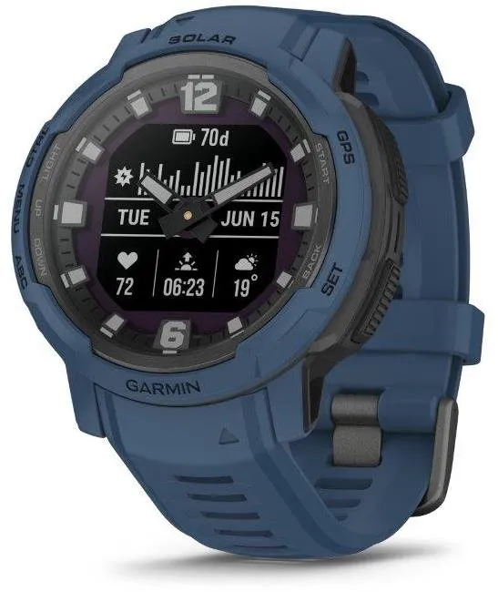 Chytré hodinky Garmin Instinct Crossover Solar Tidal Blue, pre mužov aj ženy, s ovládaním