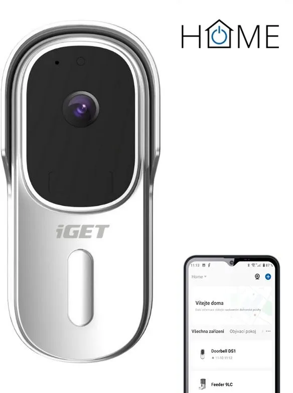 Videozvonček iGET HOME Doorbell DS1 White - batériový WiFi video zvonček s FullHD prenosom obrazu a zvuku