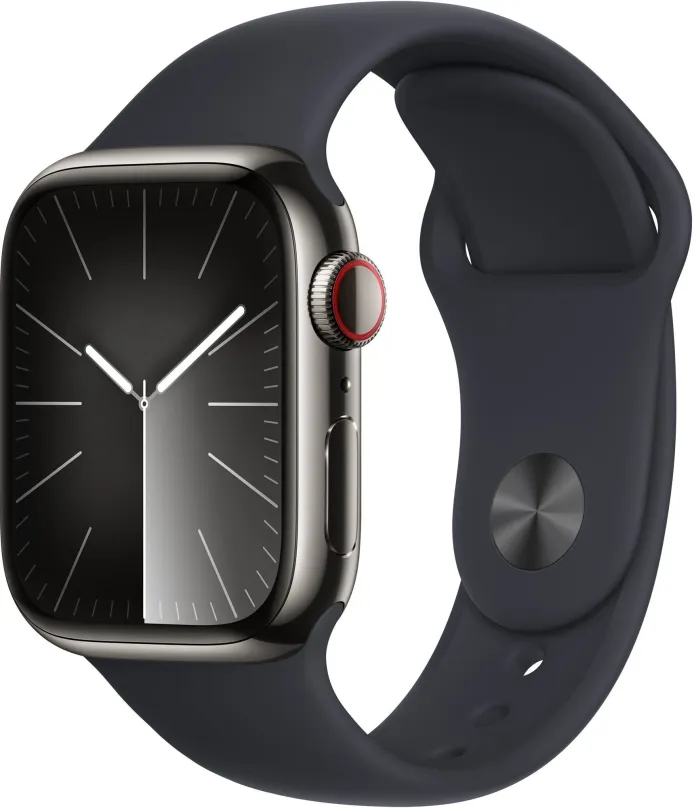 Chytré hodinky Apple Watch Series 9 41mm Cellular Grafitovo šedý nerez s temne atramentovým remienkom - M/L