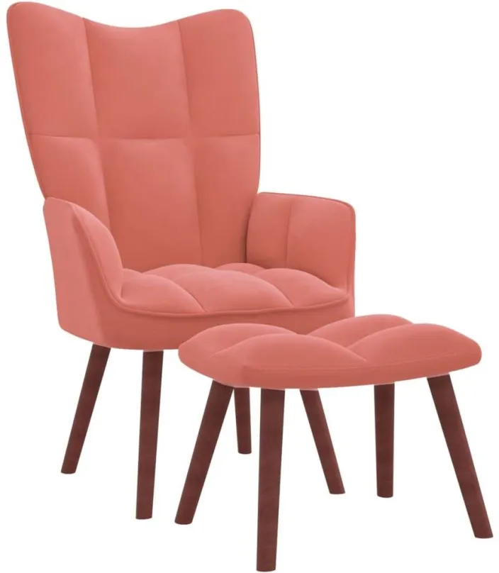 Kreslo Relaxačné kreslo so stoličkou ružové zamat, 328066