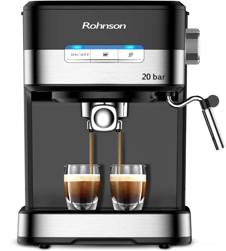 Pákový kávovar Rohnson R-989, do domácnosti, príkon 850 W, tlak 20 bar, objem nádržky n