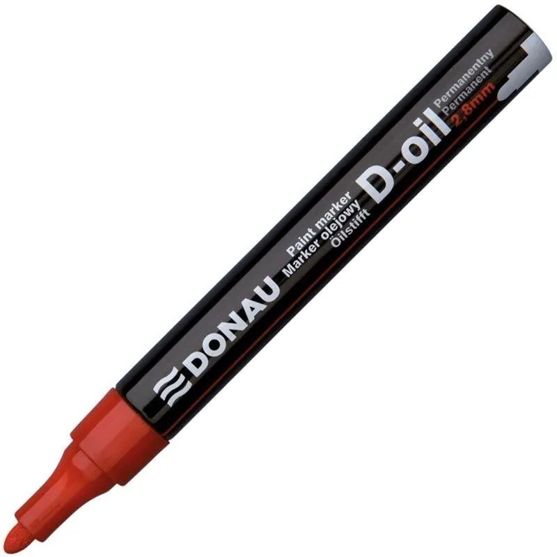 Popisovač DONAU D-OIL 2,8 mm, červený, červená farba, okrúhly hrot, šírka stopy 2,8 mm