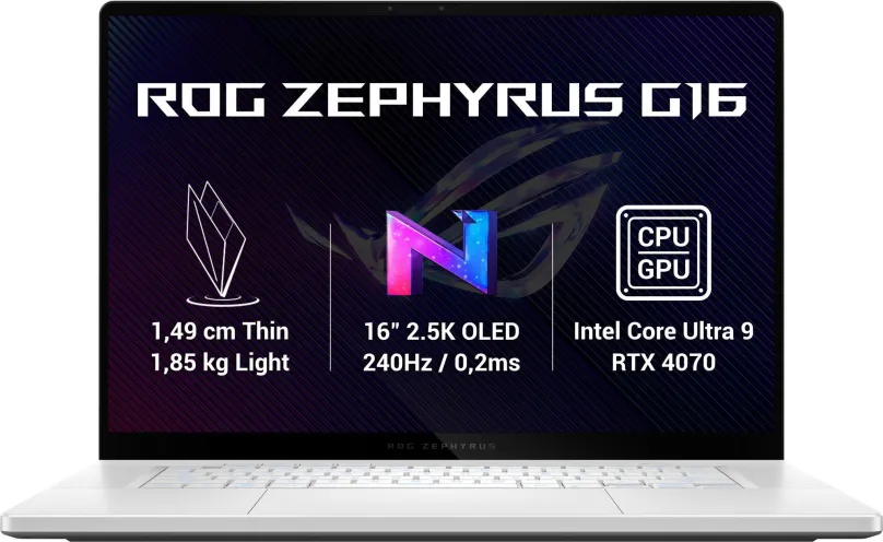 Herný notebook ASUS ROG Zephyrus G16 GU605MI-NEBULA043W Platinum White kovový
