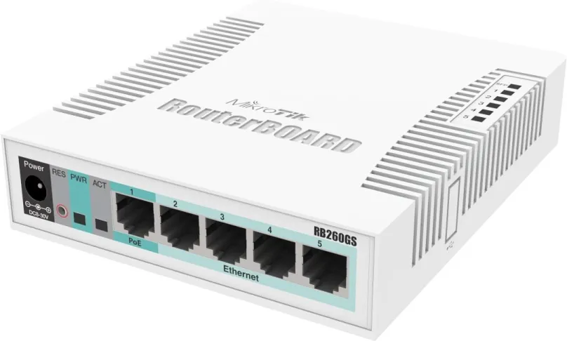 Switch Mikrotik CSS106-5G-1S, 5x RJ-45, 1x SFP, PoE (Power over Ethernet), 5 portov s rých