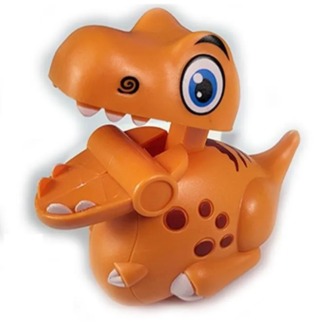 Hračka pre najmenších Mikro trading Dinosaurus po stlačení jazdiaci 9 cm oranžový