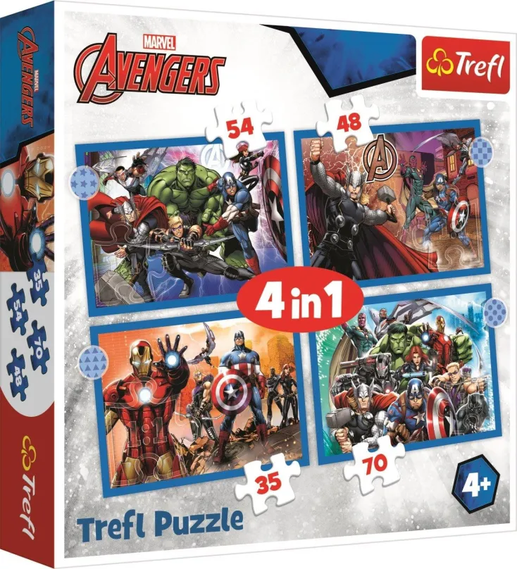 Puzzle Trefl Puzzle Statočné Avengers 4v1 (35,48,54,70 dielikov)