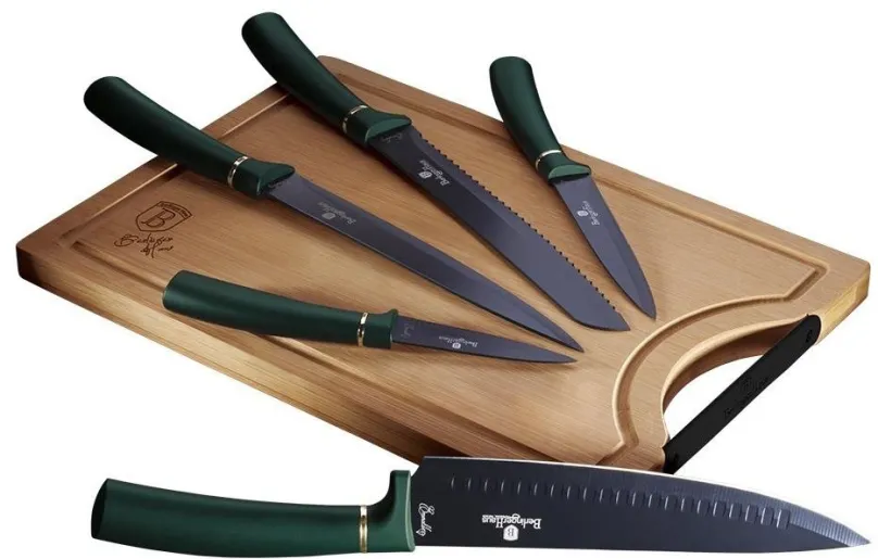 BERLINGERHAUS Sada nožov s nepriľnavým povrchom + doska 6 ks Emerald Collection