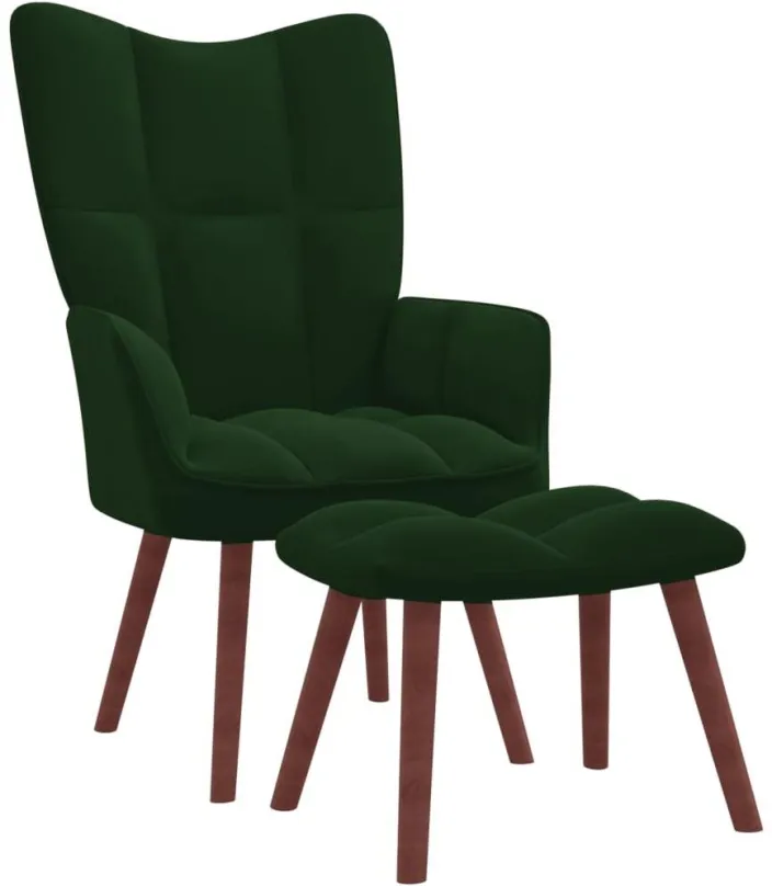 Kreslo Relaxačné kreslo so stoličkou tmavo zelené zamat, 328064