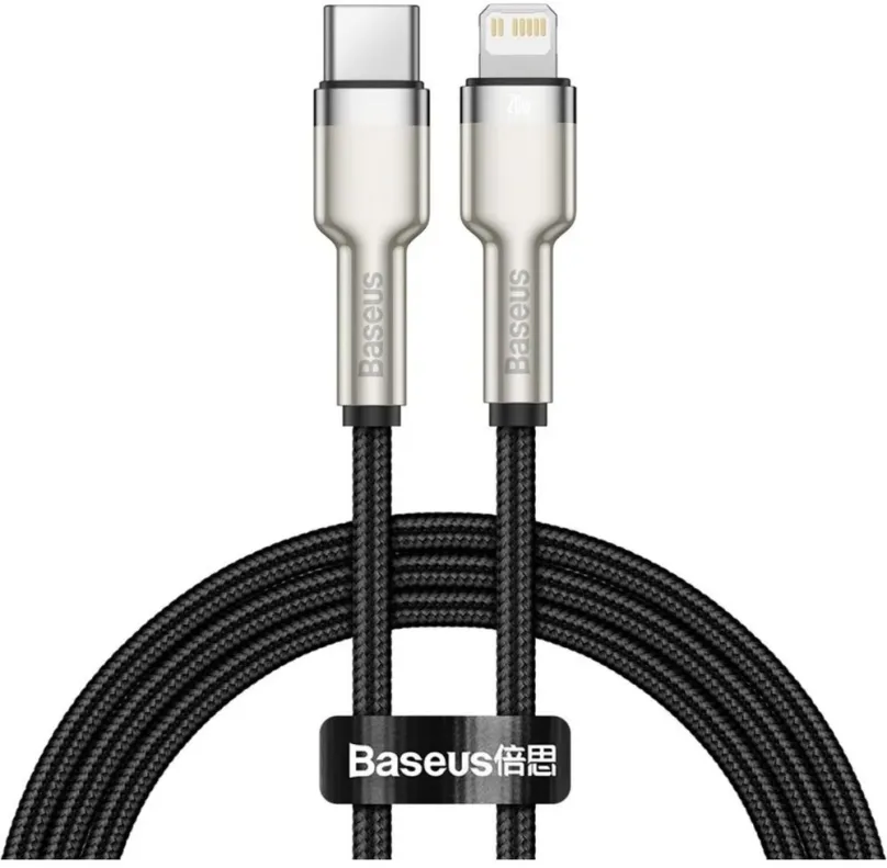 Dátový kábel Baseus Cafule Series nabíjací / dátový kábel USB-C na Lightning PD 20W 2m, čierna