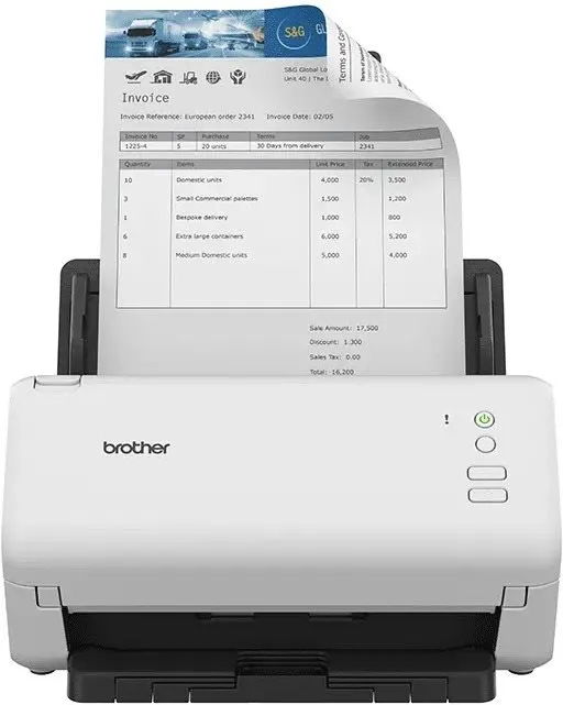 Skener Brother ADS-4100, A4, stolný, prieťahový a dokumentový skener, s podávačom, duplex,
