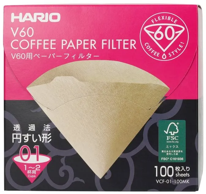 Filter na kávu Hario Misarashi papierové filtre V60-02, nebielené, 100ks, BOX