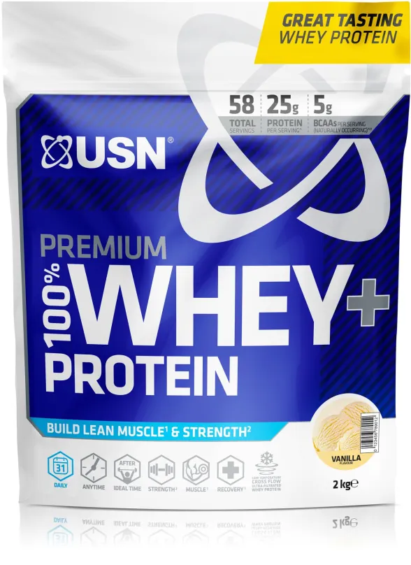 Proteín USN 100% Premium Whey Bag, 2000g, vanilka