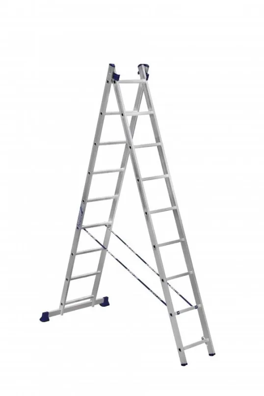 Rebrík Alumet, univerzálny 2-dielny rebrík, 2x9 priečok, 33 x 253 cm, max. 150 kg