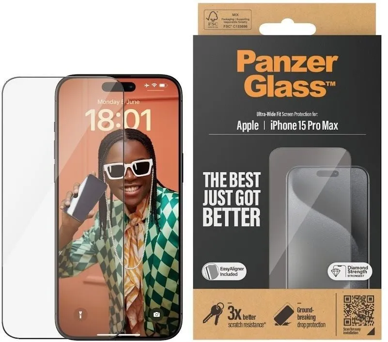 Ochranné sklo PanzerGlass Apple iPhone 15 Pro Max s inštalačným rámčekom