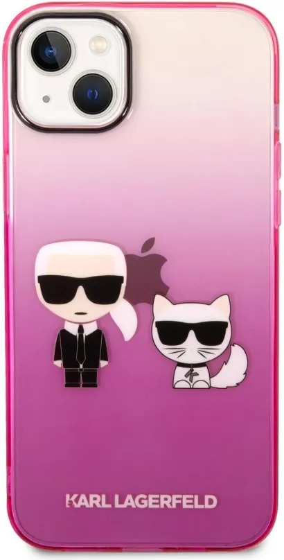Kryt na mobil Karl Lagerfeld Gradient Karl and Choupette Zadný Kryt pre iPhone 14 Plus Pink