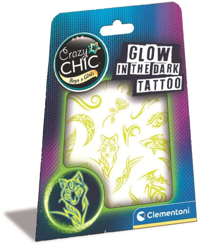 Dočasné tetovanie Clementoni Tetovačky GLOW IN THE DARK