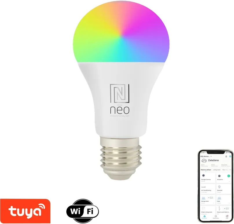 LED žiarovka IMMAX NEO LITE Smart žiarovka LED E27 9W RGB+CCT farebná a biela, stmievateľná, WiFi