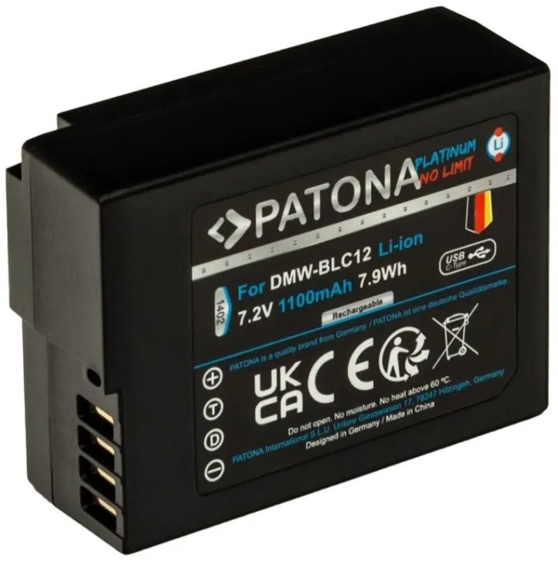 Batéria pre fotoaparát PATONA batéria pre Panasonic DMW-BLC12 1100mAh Li-Ion Platinum USB-C nabíjanie