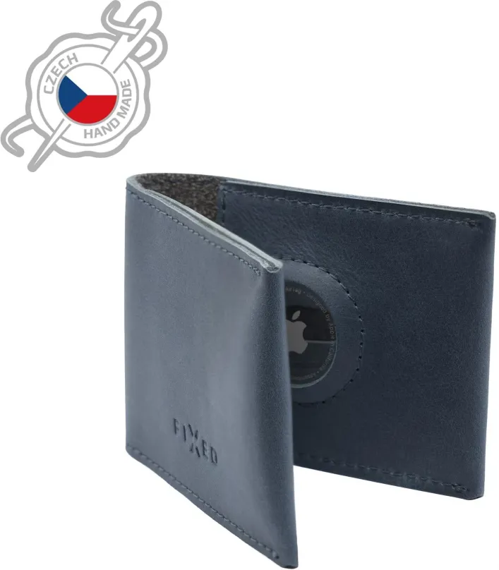 Peňaženka FIXED Wallet for AirTag z pravej hovädzej kože modrá