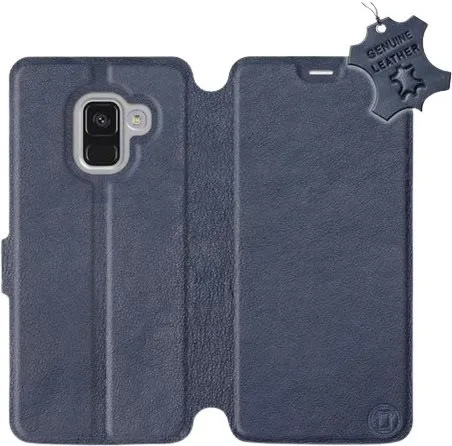 Kryt na mobil Flip puzdro na mobil Samsung Galaxy A8 2018 - Modré - kožené - Blue Leather