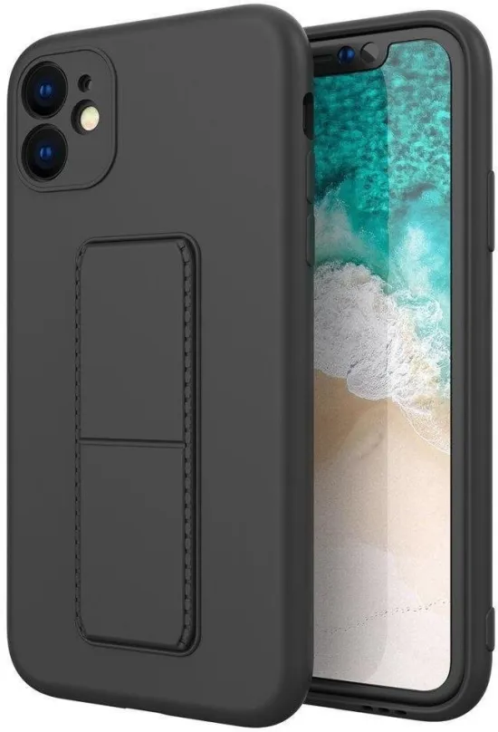 Kryt na mobil Kickstand silikónový kryt na iPhone 11 Pro, čierny