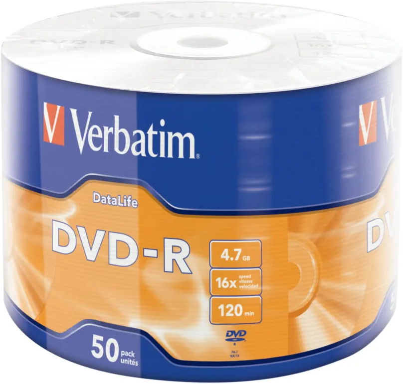 Médiá VERBATIM DVD-R DataLife 4,7 GB, 16x, wrap 50 ks