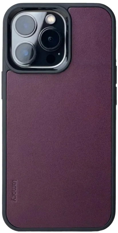 Kryt na mobil Lemory iPhone 14 Pre kožený kryt purpurová