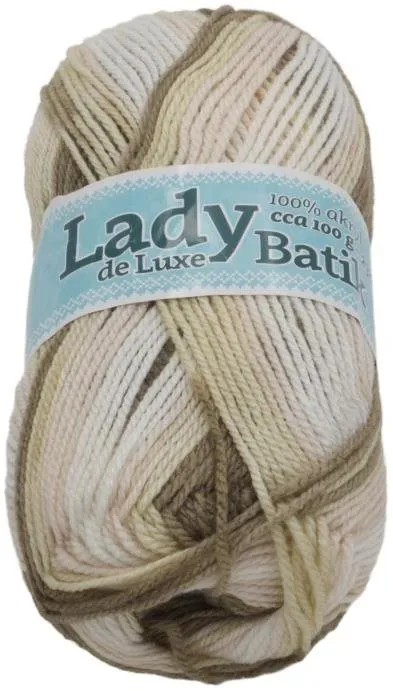 Priadza Lady de Luxe BATIK 100g - 614 biela, béžová