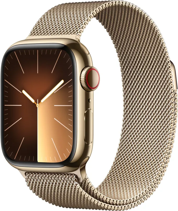Chytré hodinky Apple Watch Series 9 41mm Cellular Zlatý nerez so zlatým milánskym ťahom