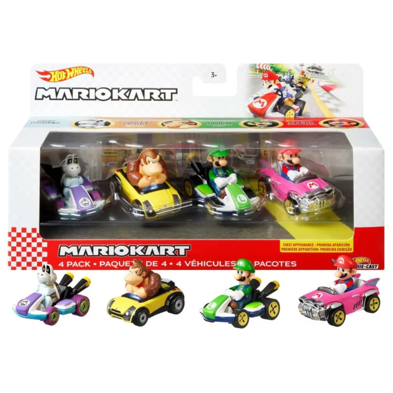 Hot Wheels Mario Kart Sada štyroch motokár s jazdcami, Mattel GWB37