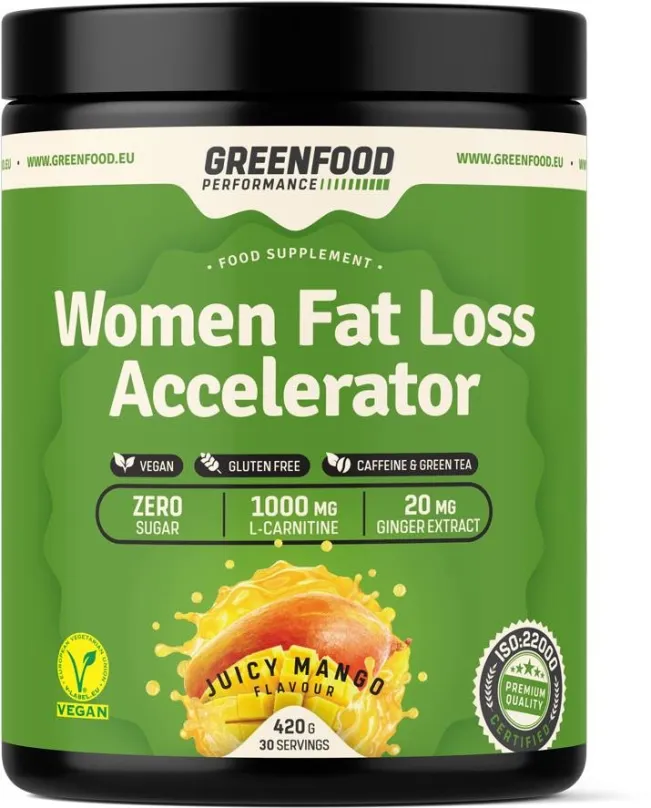 Spaľovač tukov GreenFood Nutrition Performance Women Fat Loss Accelerator Juicy mango 420g