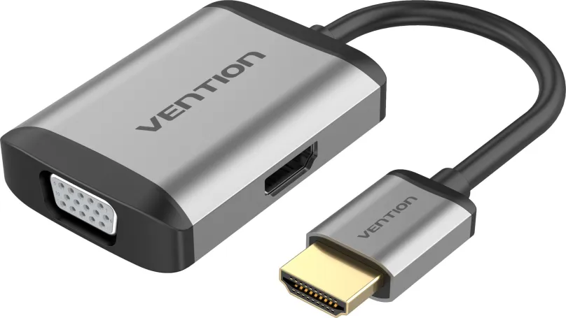 Redukcia Vention HDMI to HDMI + VGA Converter 0.15m Gray Metal Type