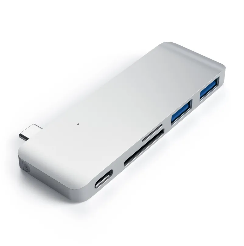 Replikátor portov Satechi Aluminium Type-C Passthrough USB Hub (3x USB 3.0, MicroSD) - Silver