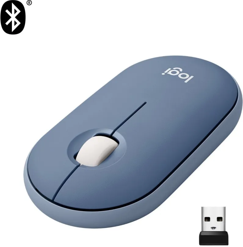 Myš Logitech Pebble M350 Wireless Mouse, čučoriedková