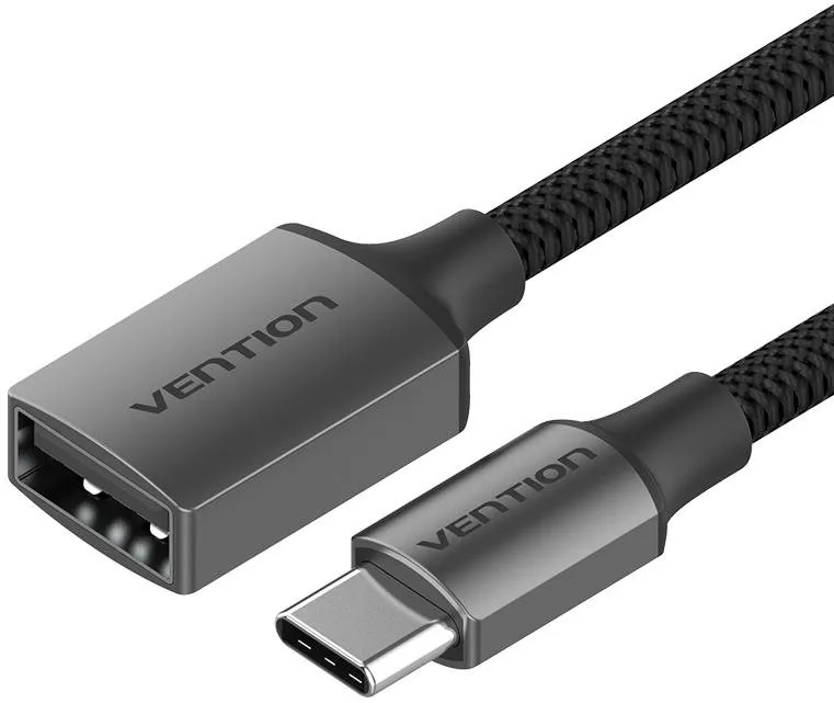 Redukcia Vention USB-C na USB-A (F) 2.0 Female OTG Cable 0.15m Gray Aluminum Alloy Type