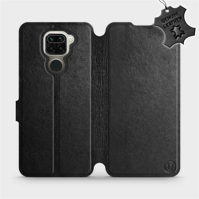 Kryt na mobil Flip púzdro na mobil Xiaomi Redmi Note 9 - Čierne - kožené - Black Leather