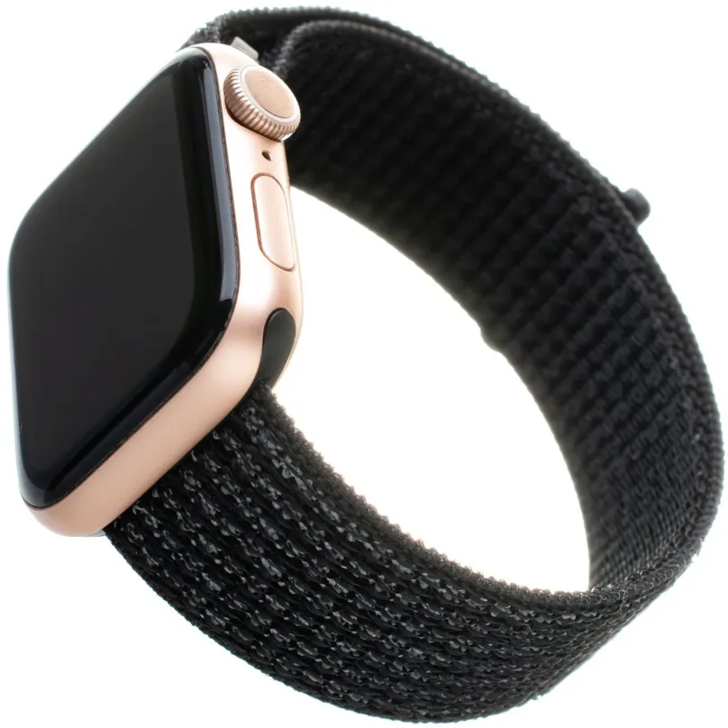 Remienok FIXED Nylon Strap pre Apple Watch 42/44/45/Ultra 49mm reflexne čierny