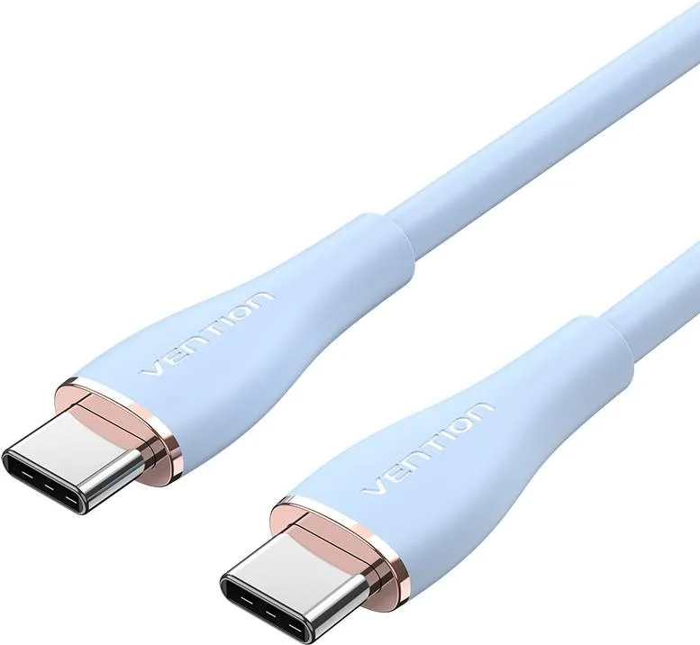 Dátový kábel Vention USB-C 2.0 Silicone Durable 5A Cable 1m Light Blue Silicone Type
