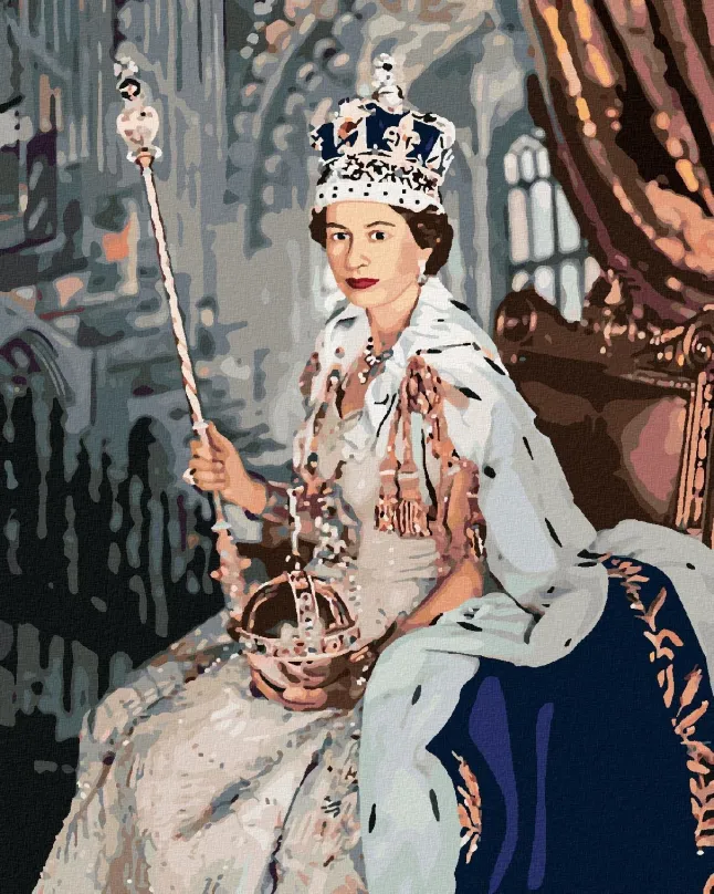 Maľovanie podľa čísel Korunovácia kráľovnej Alžbety II., 40x50 cm, bez rámu a bez vypnutia plátna