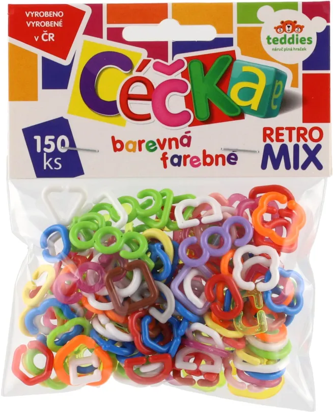 Kreatívna hračka Teddies Céčka farebná 150 ks retro mix