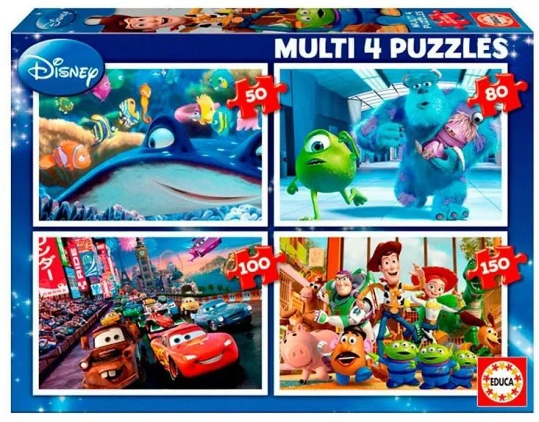Puzzle Educa Puzzle Disney Pixar Mix 4v1 (50,80,100,150 dielikov)