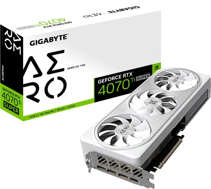 Grafická karta GIGABYTE GeForce RTX 4070 Ti Super Aero OC 16G, 16 GB GDDR6X (21000 MHz),