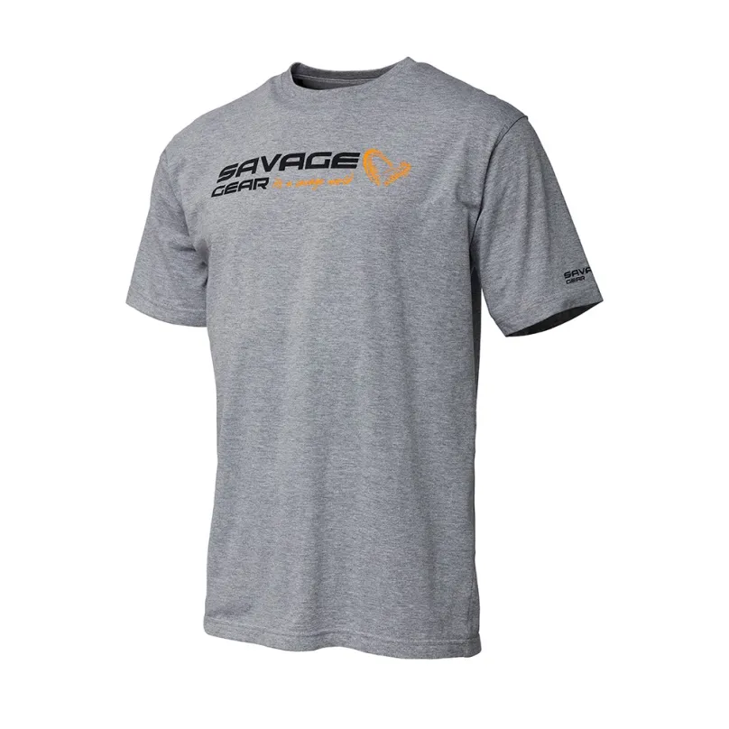 Savage Gear Tričko Signature Logo T-Shirt Grey Melange M