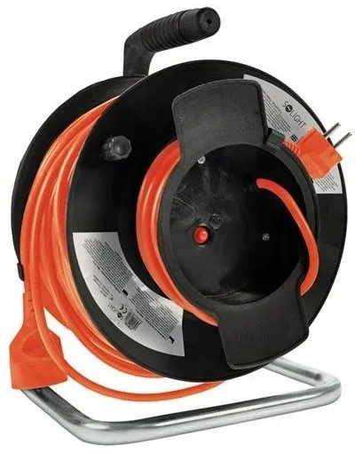 Predlžovací kábel Solight predlžovací prívod na bubne, 1 zásuvka, 50m, oranžový kábel, 3x 1,5mm2