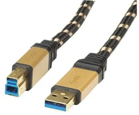 Dátový kábel ROLINE Gold USB 3.0 SuperSpeed ​​USB 3.0 A (M) -> USB 3.0 B (M), 3m - čierno / zlatý