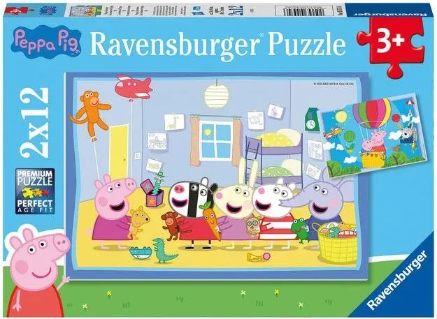 Puzzle Ravensburger puzzle 055746 Prasiatko Peppa: Peppino dobrodružstvo 2x12 dielikov