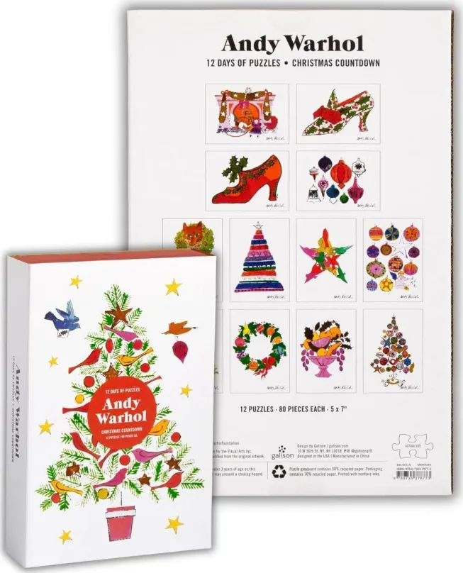 Adventný kalendár GALISON Puzzle Adventný kalendár Andy Warhol: 12 dní do Vianoc 12 x 80 dielikov