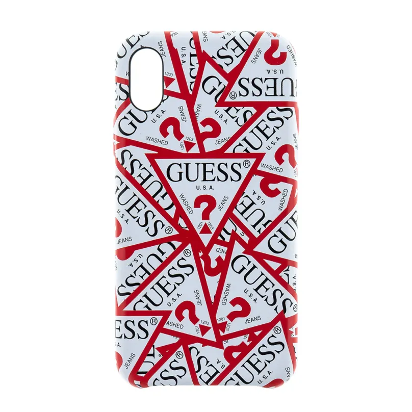 GUHCPXPMPT Guess Triangle Hard Case White and Red pre iPhone X / XS